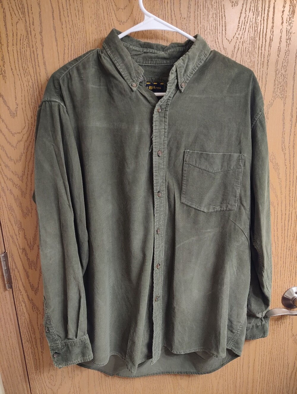 Club Room Olive Corduroy Shirt with Navy Label